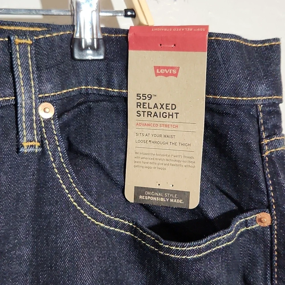 LEVI'S 559 44x30 Relaxed Straight Stretch Blue Jeans